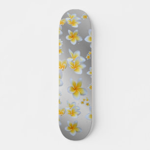 asian, yellow, white, bloom, bright, gold, floral skateboard