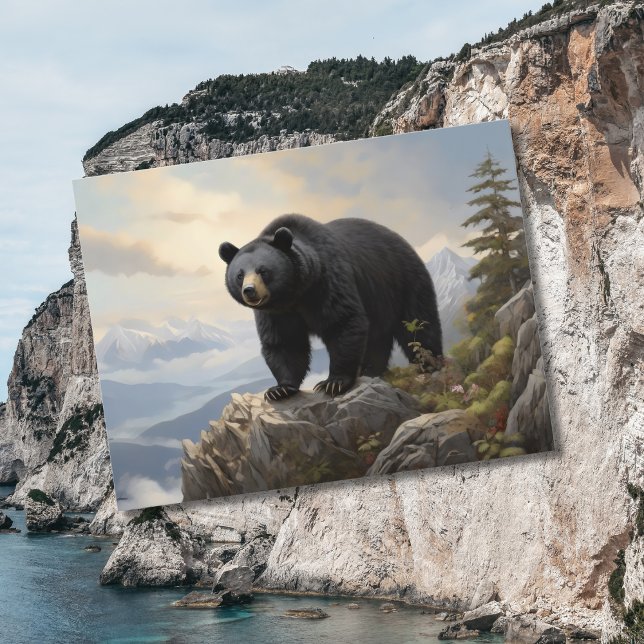 Asiatic black bear on mountain top  postcard (Creator Uploaded)