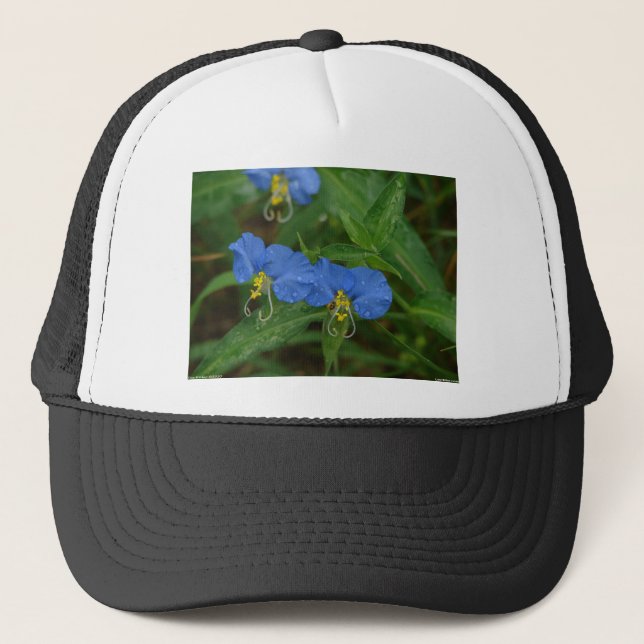Asiatic Dayflower Blue WIldflower Apparel & Gifts Trucker Hat (Front)