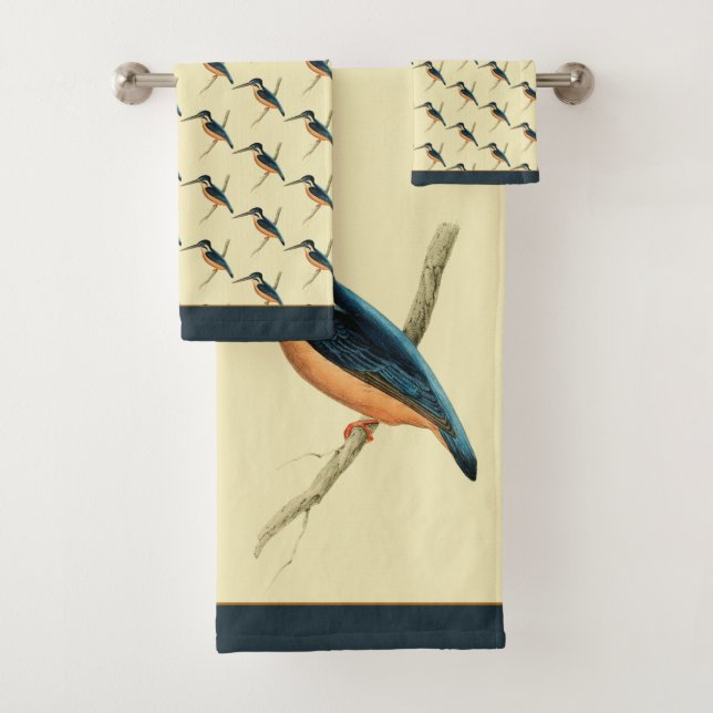 Asiatic Kingfisher Bath Towel Set (Insitu)