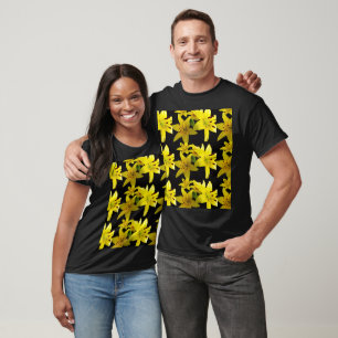 Asiatic Lilies on Black T-Shirt