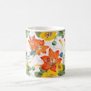 Asiatic lilies tulips morning glories pattern coffee mug