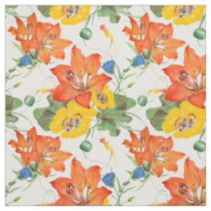 Asiatic lilies tulips morning glories pattern fabric