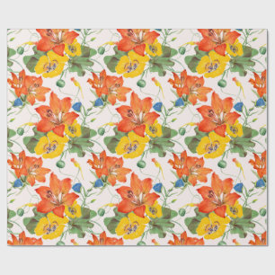 Asiatic lilies tulips morning glories pattern wrapping paper