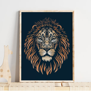 Asiatic Lion Wildlife Print   Lion Print