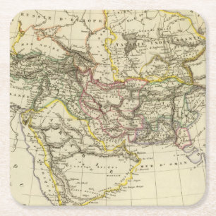 Asiatic Turkey, Persia, Afghanistan Square Paper Coaster
