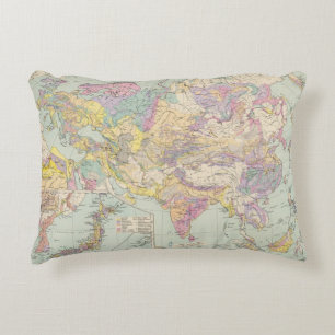 Asien u Europa - Atlas Map of Asia and Europe Decorative Cushion