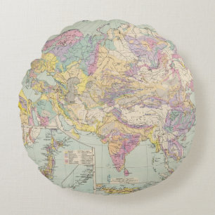 Asien u Europa - Atlas Map of Asia and Europe Round Cushion