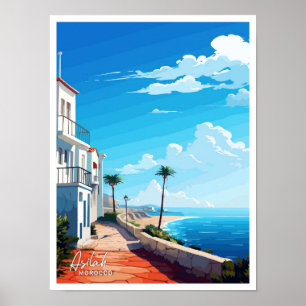 Asilah Morocco Art Travel Vintage illustration Poster