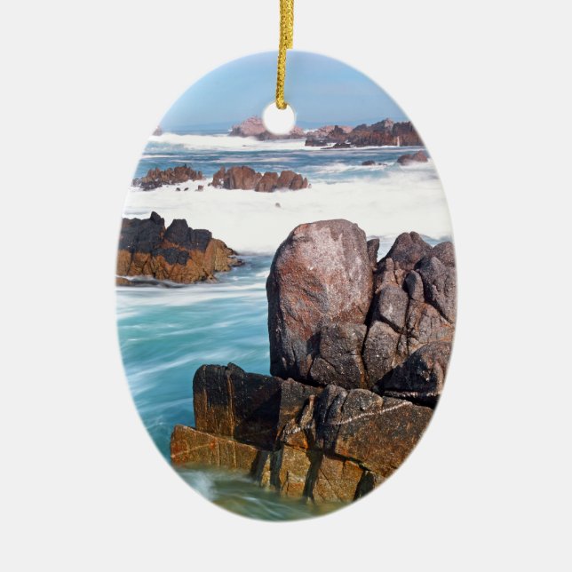 Asilomar Beach, Monterey, California, USA Ceramic Tree Decoration (Front)