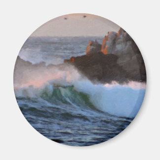 Asilomar Beach Wave Big Sur California Painted Magnet