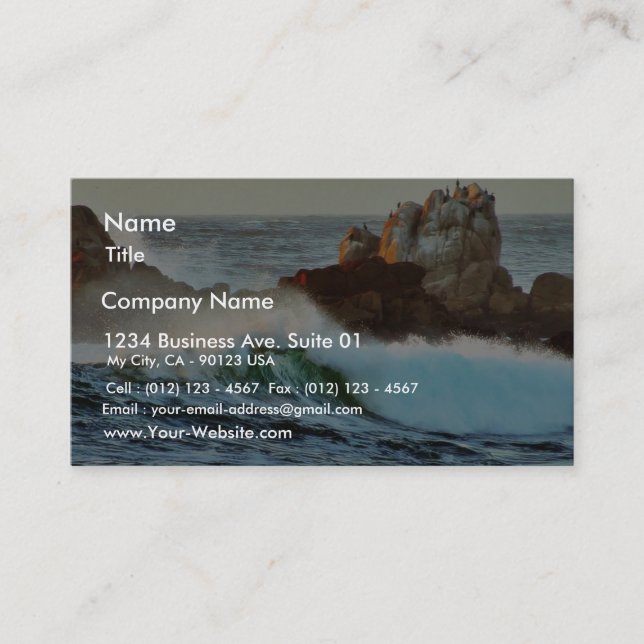 Asilomar Beaches Waves Ocean Dusk Business Card (Front)