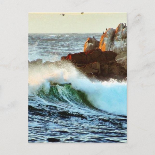 Asilomar Beaches Waves Ocean Dusk Postcard (Front)