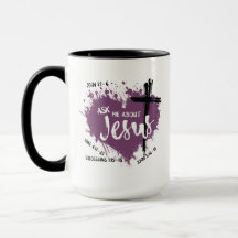 ASK ABOUT JESUS Christian Gospel Scripture Purple 