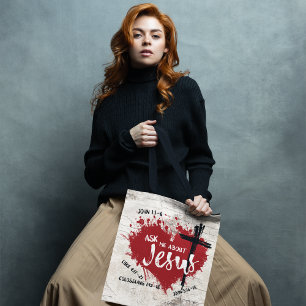 ASK ABOUT JESUS Trendy Gospel Graffiti Evangelism  Tote Bag