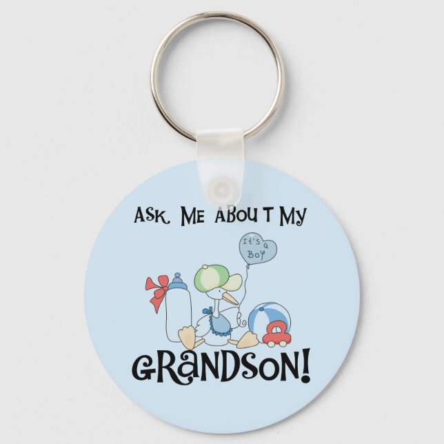 Ask About My Grandson Tshirts and Gifts Key Ring (Front)