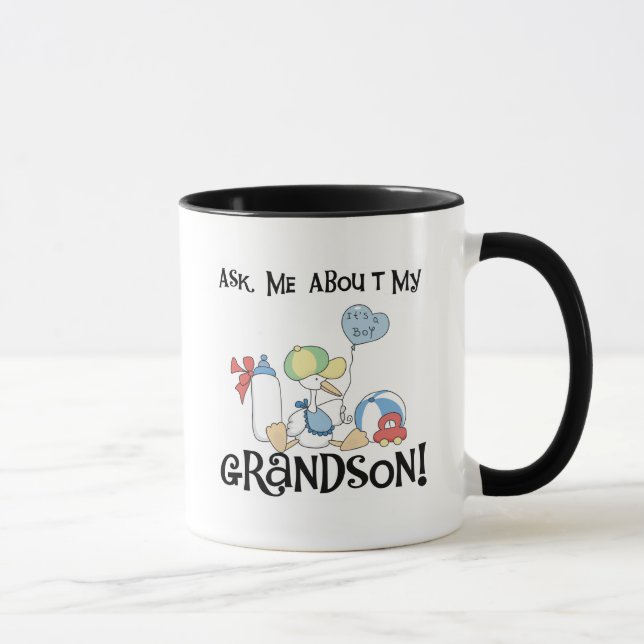 Ask About My Grandson Tshirts and Gifts Mug (Right)