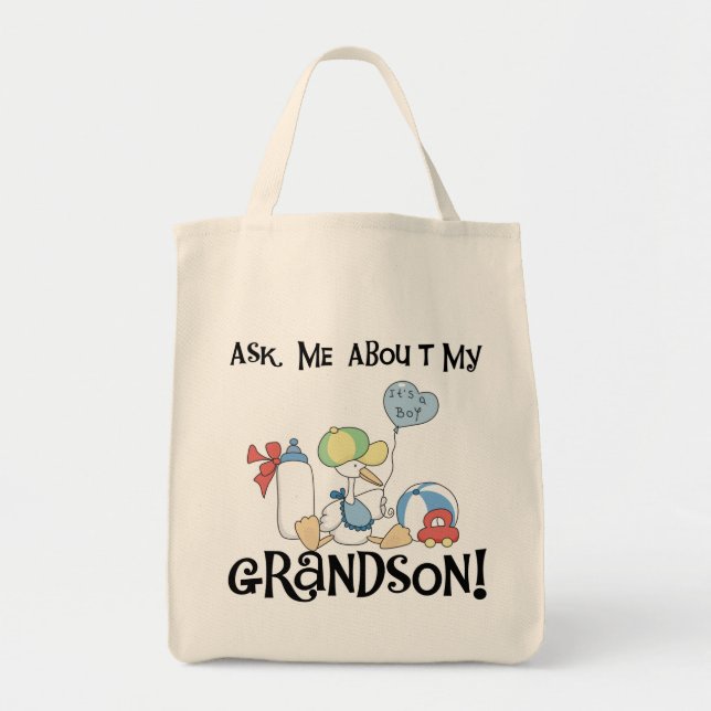 Ask About My Grandson Tshirts and Gifts Tote Bag (Front)