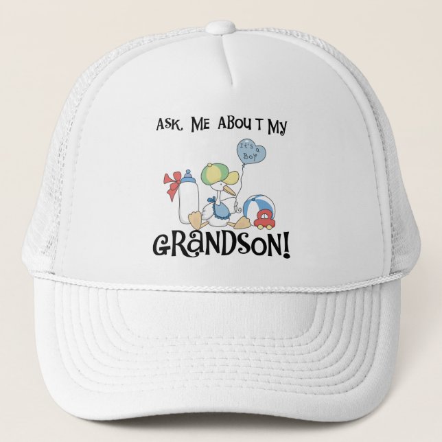 Ask About My Grandson Tshirts and Gifts Trucker Hat (Front)
