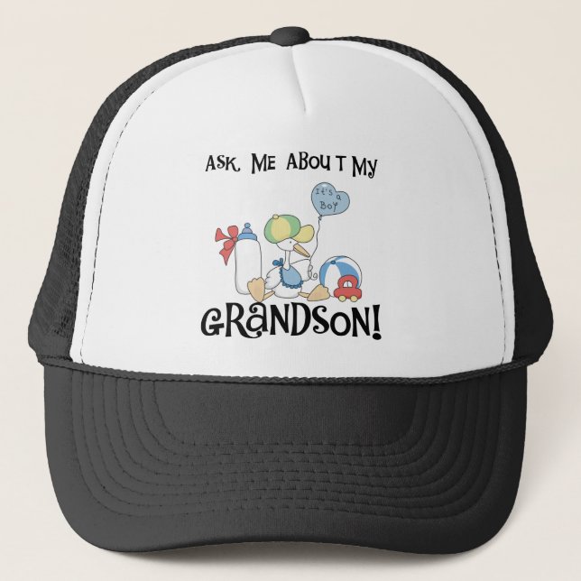 Ask About My Grandson Tshirts and Gifts Trucker Hat (Front)