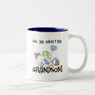 Ask About My Grandson Tshirts and Gifts Two-Tone Coffee Mug