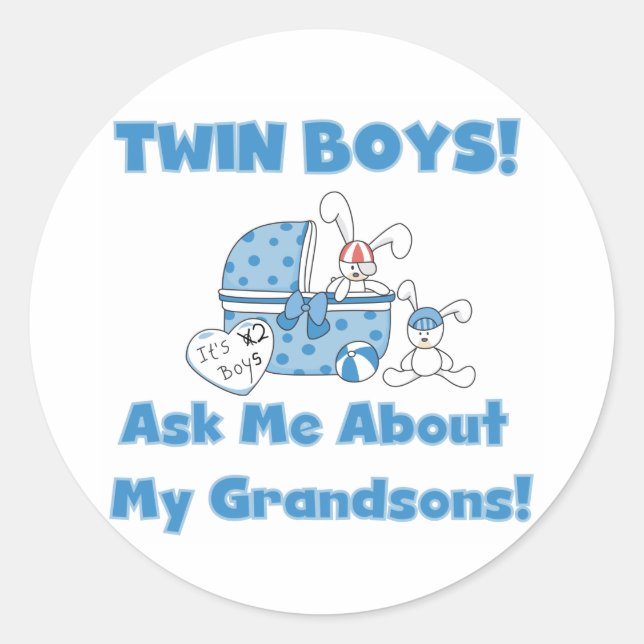 Ask About My Twin Grandsons Classic Round Sticker (Front)