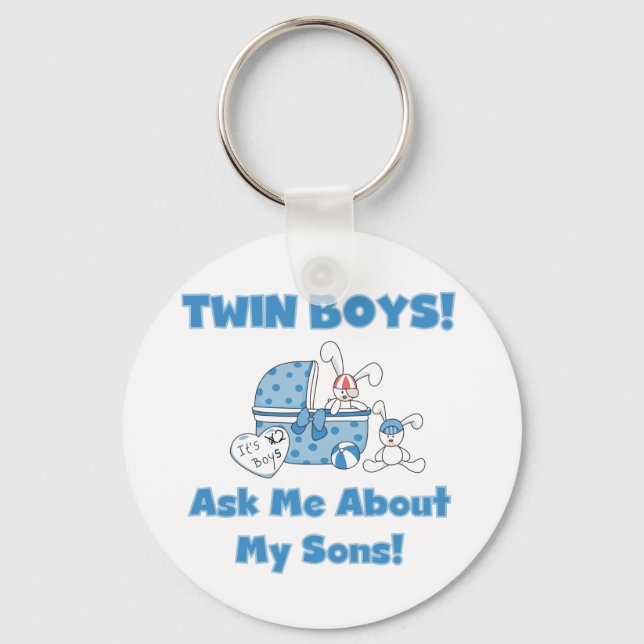 Ask About My Twin Sons Tshirts and Gifts Key Ring (Front)