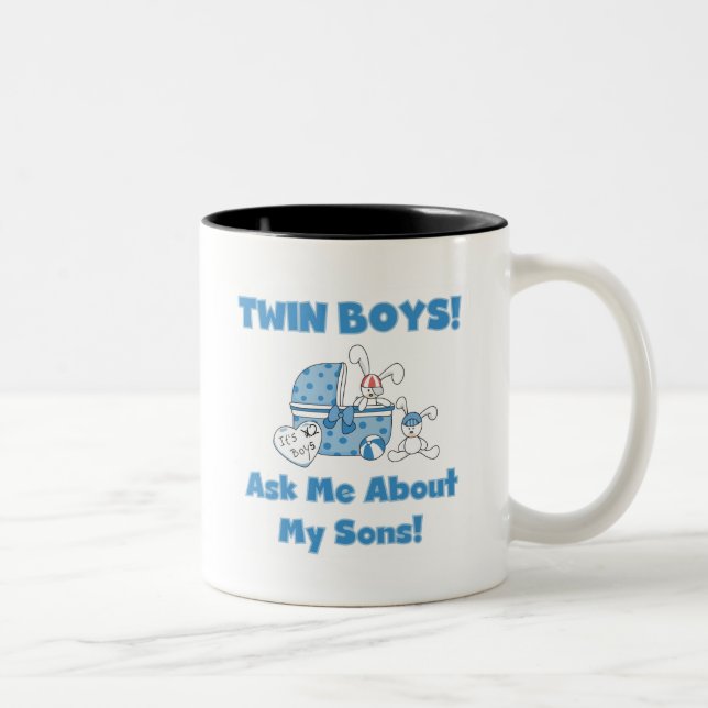 Ask About My Twin Sons Tshirts and Gifts Two-Tone Coffee Mug (Right)