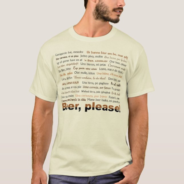 Ask for Beer in 36 Languages T-Shirt (Front)