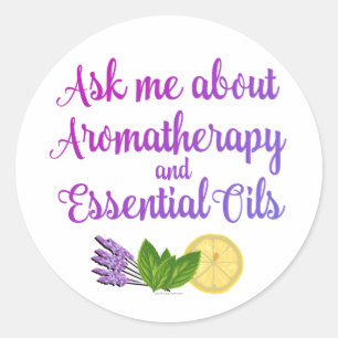 Ask me about Aromatherapy Essential Oils Business Classic Round Sticker