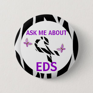 Ask Me About Ehlers-Danlos EDS Awareness Ribbon 6 Cm Round Badge