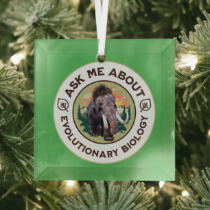 Ask Me About Evolutionary Biology Woolly Mammoth Glass Tree Decoration