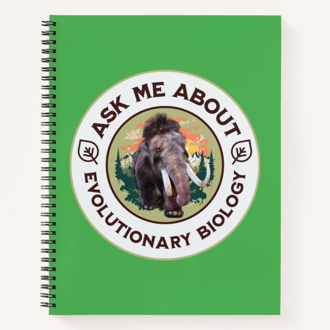 Ask Me About Evolutionary Biology Woolly Mammoth Notebook (Front)