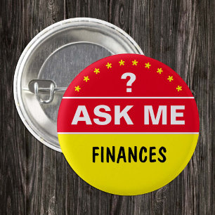 Ask Me About FINANCES - personalised text 3 Cm Round Badge