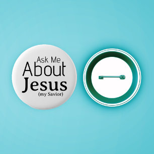 Ask Me About Jesus Christian 6 Cm Round Badge