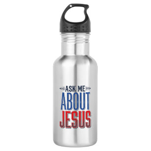 Ask Me About Jesus Vintage Christian Shirt Design 532 Ml Water Bottle