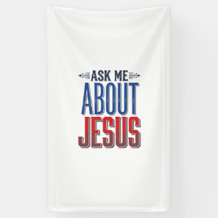 Ask Me About Jesus Vintage Christian Shirt Design  Banner