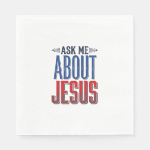 Ask Me About Jesus Vintage Christian Shirt Design Napkin
