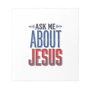 Ask Me About Jesus Vintage Christian Shirt Design Notepad