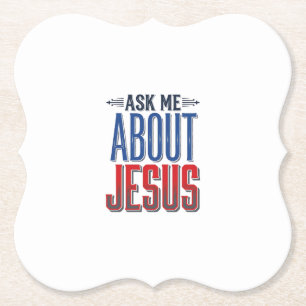 Ask Me About Jesus Vintage Christian Shirt Design  Paper Coaster