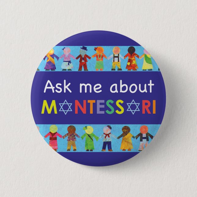 Ask me about Jewish MONTESSORI 2.25" Round Button (Front)