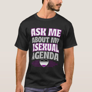 Ask Me About My Asexual Agenda Heart Ace Pride Aes T-Shirt