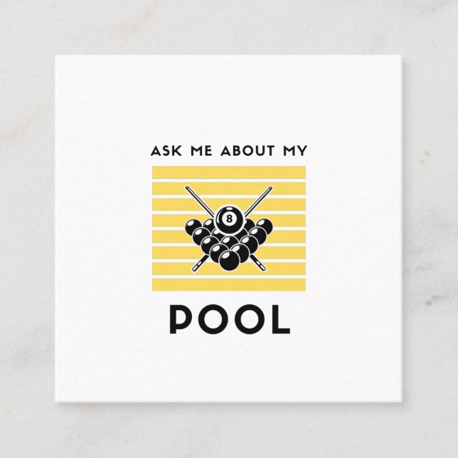 Ask me about my billiard pool square business card (Front)