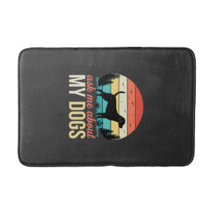 Ask Me About My Dogs Retro Sunset_1 Bath Mat