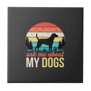 Ask Me About My Dogs Retro Sunset_1 Ceramic Tile