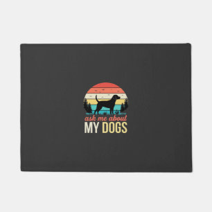 Ask Me About My Dogs Retro Sunset_1 Doormat
