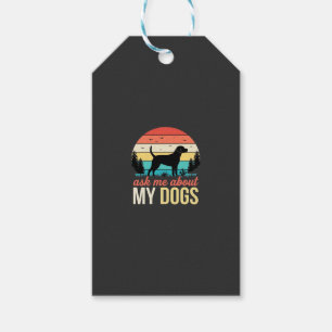 Ask Me About My Dogs Retro Sunset_1 Gift Tags