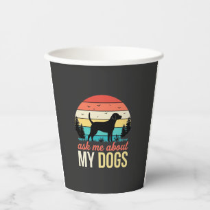 Ask Me About My Dogs Retro Sunset_1 Paper Cups