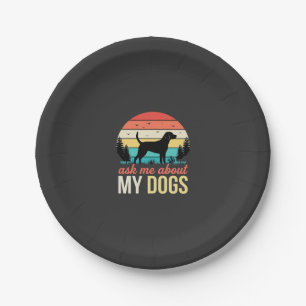 Ask Me About My Dogs Retro Sunset_1 Paper Plate