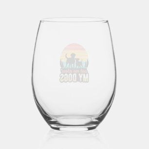 Ask Me About My Dogs Vintage Dog Lover Design_1 Stemless Wine Glass